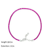 Asfour Crystal Tennis Bracelet With Fuchsia Zircon Stones In 925 Sterling Silver-BD0097-F
